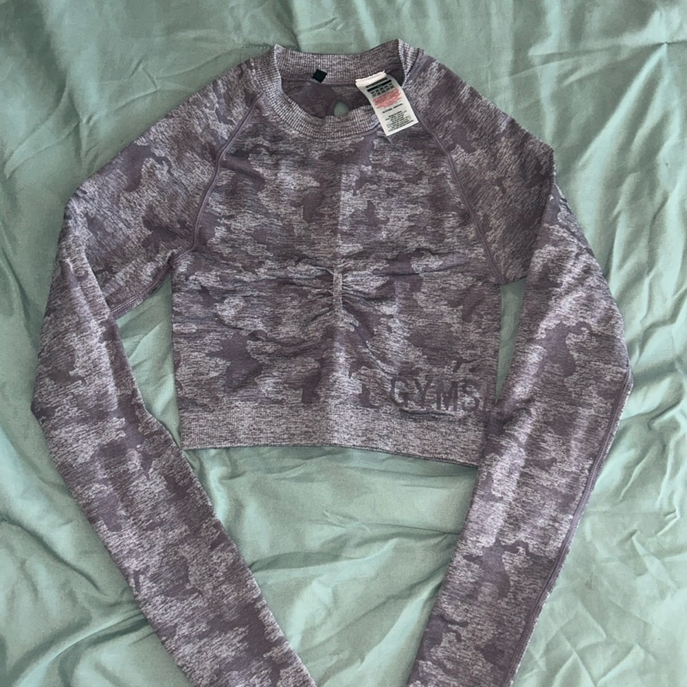 GYMSHARK Adapt Camo Seamless Long Sleeve Crop Top  XS